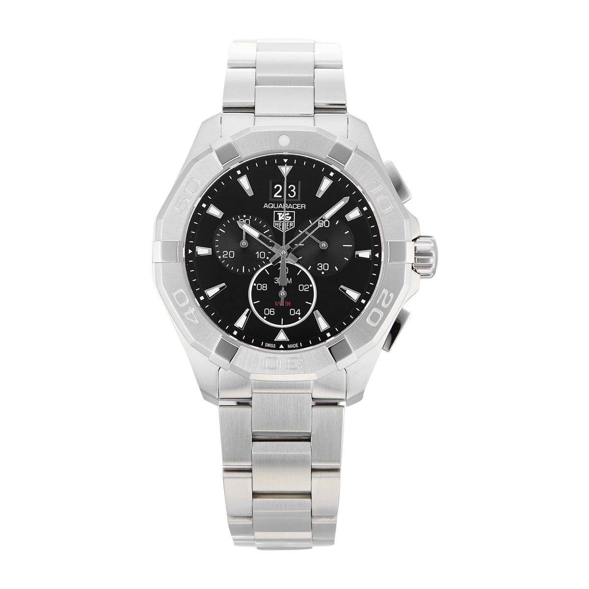 Tag Heuer Aquaracer Chronograph Black Dial Silver Steel Strap Watch for Men - CAY1110.BA0927