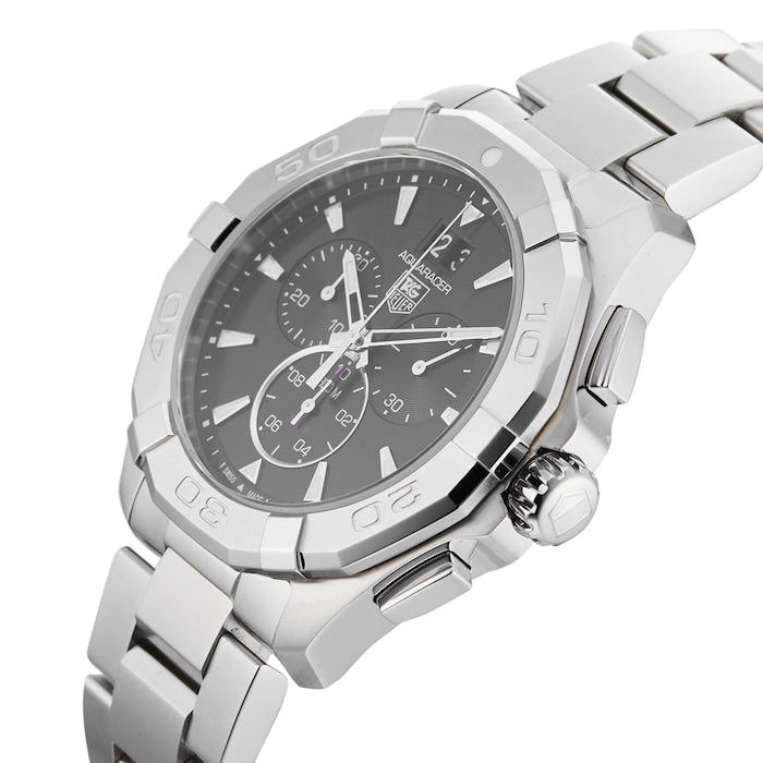 Tag Heuer Aquaracer Chronograph Black Dial Silver Steel Strap Watch for Men - CAY1110.BA0927