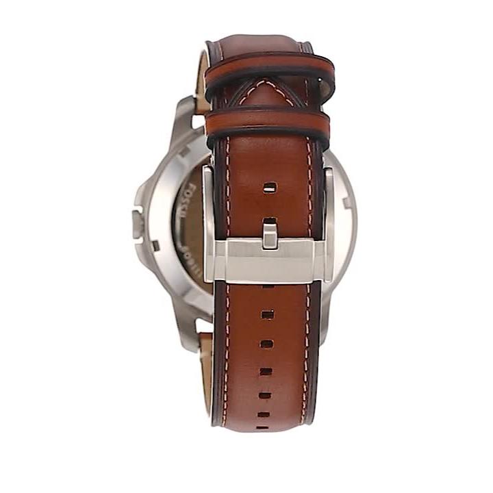 Fossil Grant Twist Multifunction Blue Dial Brown Leather Strap Watch for Men - ME1161