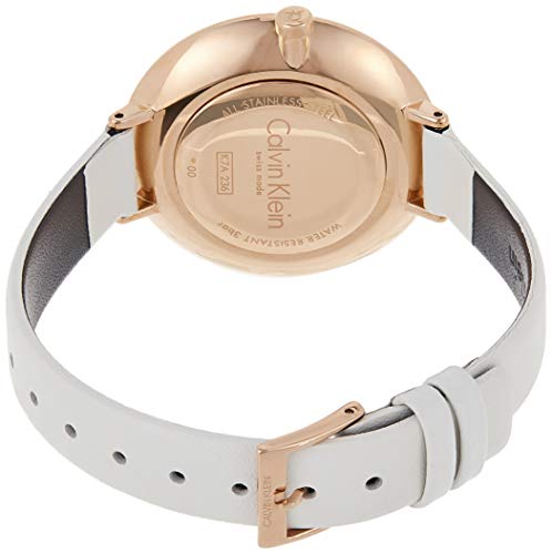 Calvin Klein Rise White Dial White Leather Strap Watch for Women - K7A236LH
