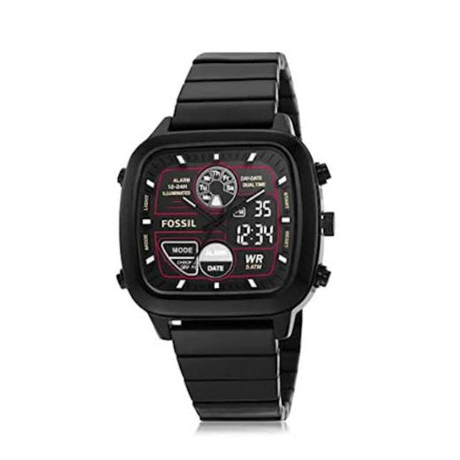 Fossil Retro Analog-Digital Black Dial Black Steel Strap Watch for Men - FS5891