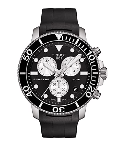 Tissot Seastar 1000 Chronograph Black Dial Black Rubber Strap Watch For Men - T120.417.17.051.00
