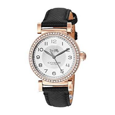 Coach Madison White Dial Black Leather Strap Watch for Women - 14503396