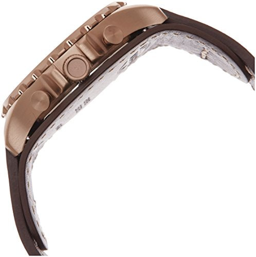 Fossil Nate Chronograph Gold Dial Brown Leather Strap Watch for Men - JR1495