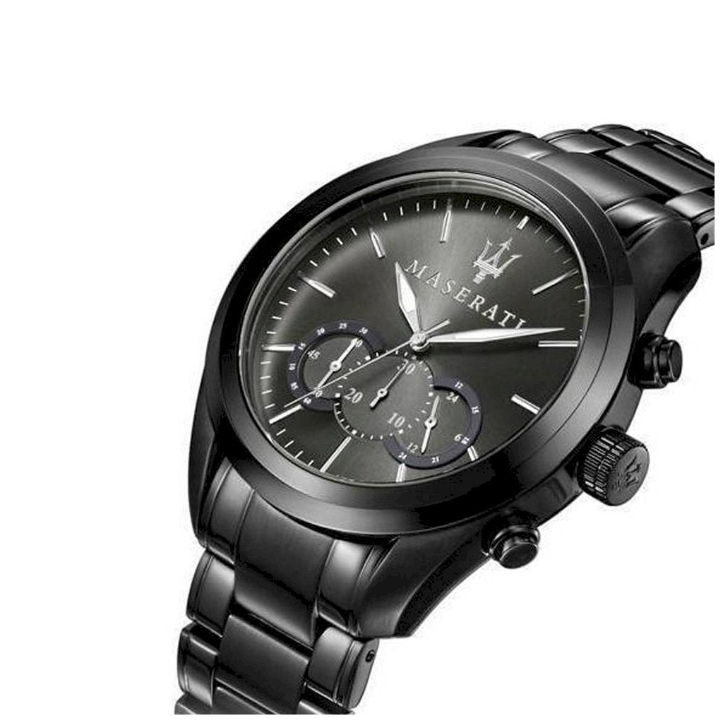 Maserati Traguardo Gun Metal Dial Grey Steel Strap Watch For Men - R8873612002