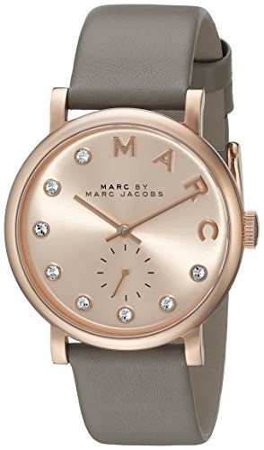 Marc Jacobs Baker Rose Gold Dial Grey Leather Strap Watch for Women - MBM1400