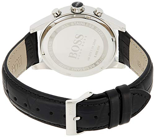 Hugo Boss Jet Chronograph White Dial Black Leather Strap Watch for Men - 1513282