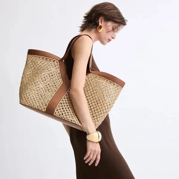 Gucci Raffia Y Tote Bag - Brown