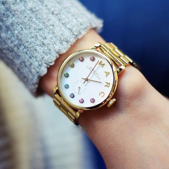 Marc Jacobs Baker White Dial Rose Gold Steel Strap Watch for Women - MBM3441