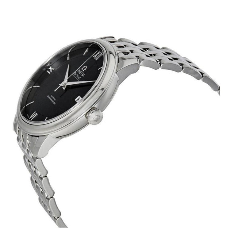 Omega De Ville Prestige Co-Axial Black Dial Silver Steel Strap Watch for Men - 424.10.40.20.01.001