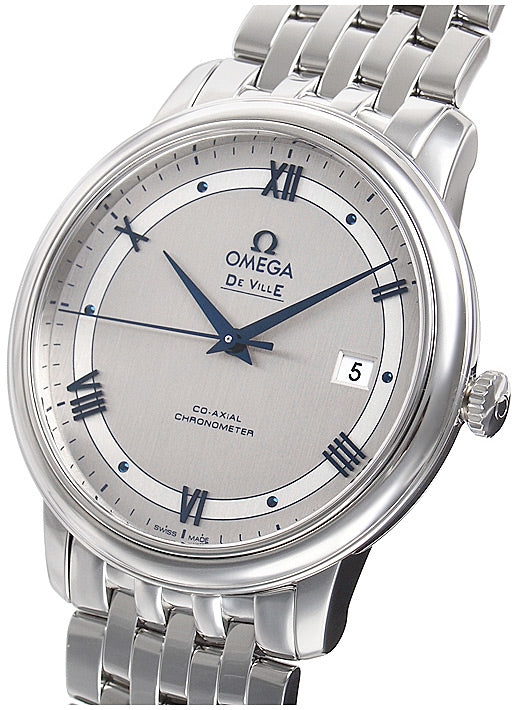 Omega De Ville Prestige Co-Axial Rhodium Silver Dial Silver Steel Strap Watch for Men - 424.10.40.20.02.001