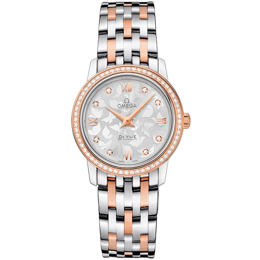 Omega De Ville Prestige Quartz Diamonds Silver Dial Two Tone Steel Strap Watch for Women - 424.25.27.60.52.001
