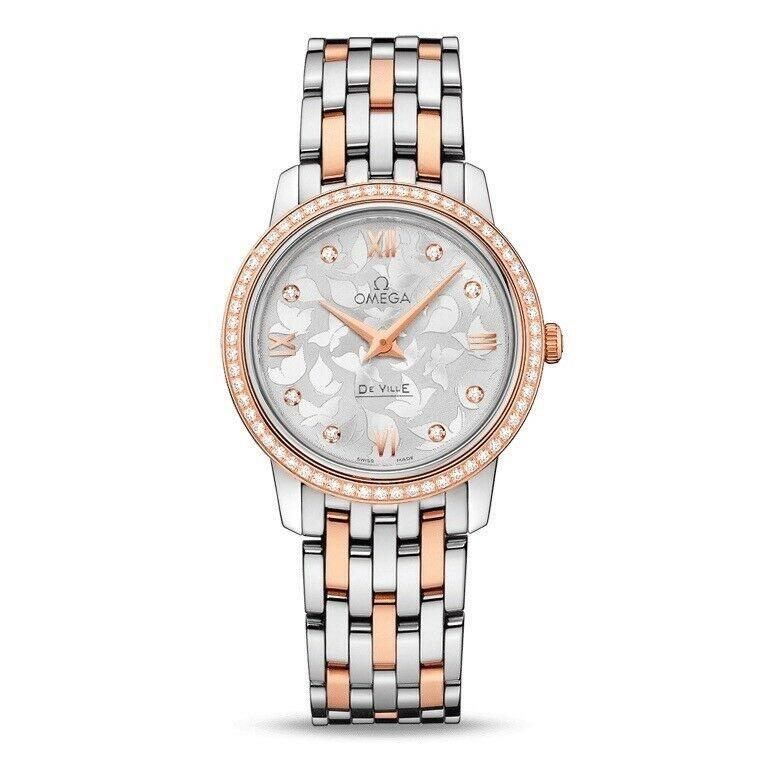 Omega De Ville Prestige Quartz Diamonds Silver Dial Two Tone Steel Strap Watch for Women - 424.25.27.60.52.001