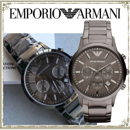 Emporio Armani Classic Chronograph Grey Dial Grey Steel Strap Watch For Men - AR2454
