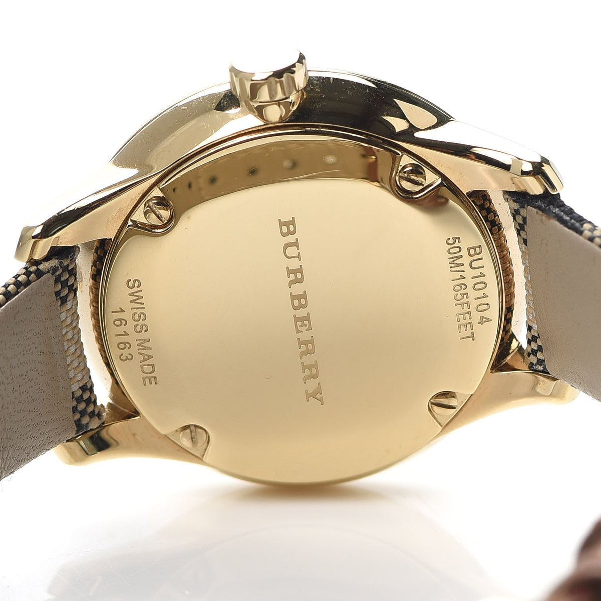 Burberry Classic Champagne Gold Dial Horseferry Leather Strap Watch for Women - BU10104