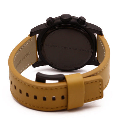 Marc Jacobs Larry Chronograph Black Dial Brown Leather Strap Watch for Men - MBM5053