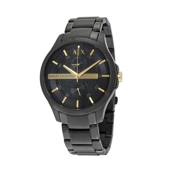 Armani Exchange Hampton Chronograph Black Dial Black Steel Strap Watch For Men - AX2121
