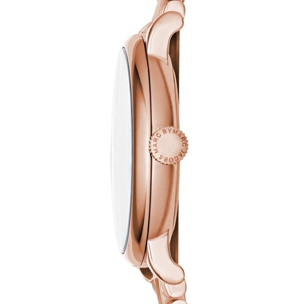Marc Jacobs Baker Dexter White Dial Rose Gold Steel Strap Watch for Women - MBM3443
