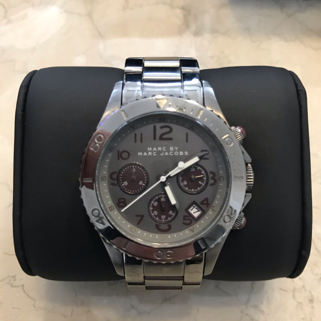 Marc Jacobs Rock Chronograph Gunmetal Grey Dial Grey Steel Strap Watch for Men - MBM3160