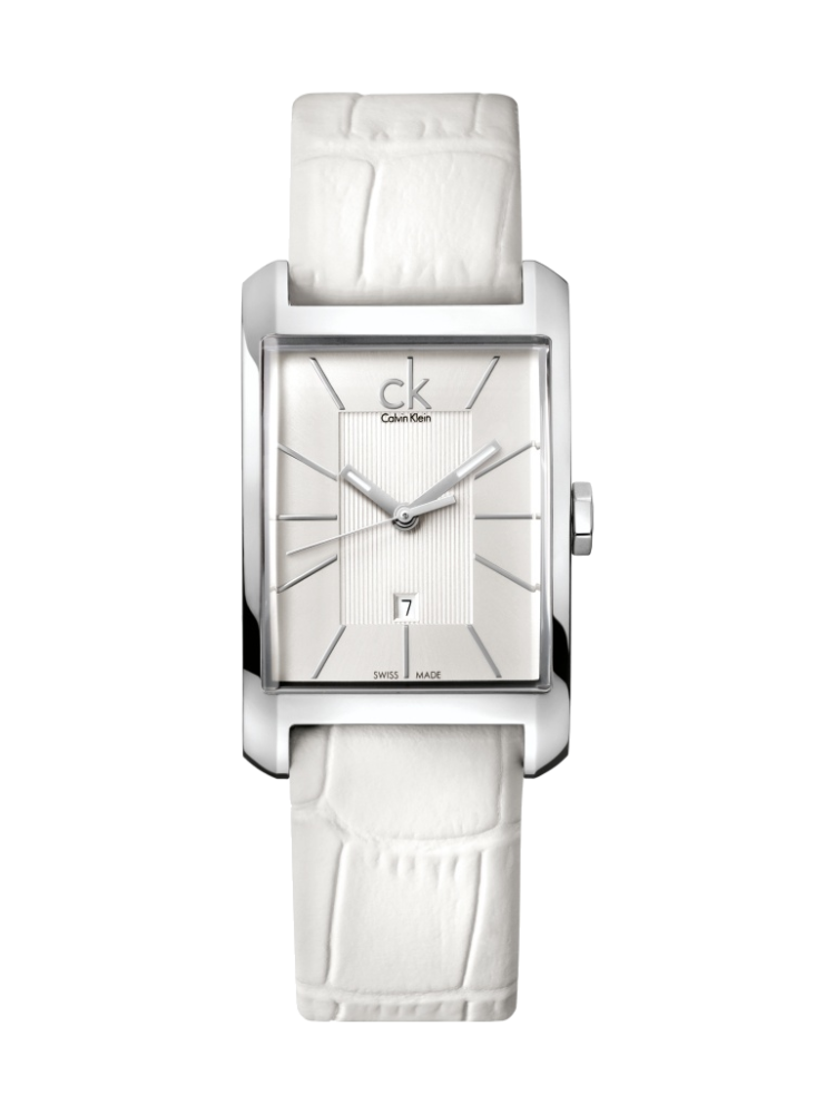 Calvin Klein Window White Dial White Leather Strap Watch for Women - K2M23120