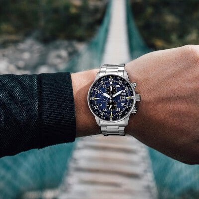 Citizen Eco Drive Chronograph Blue Dial Silver Stainless Steel Watch For Men - CA0690-88L