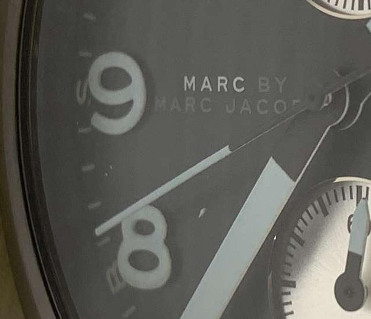 Marc Jacobs Larry Chronograph Black Dial Black Leather Strap Watch for Men - MBM5054