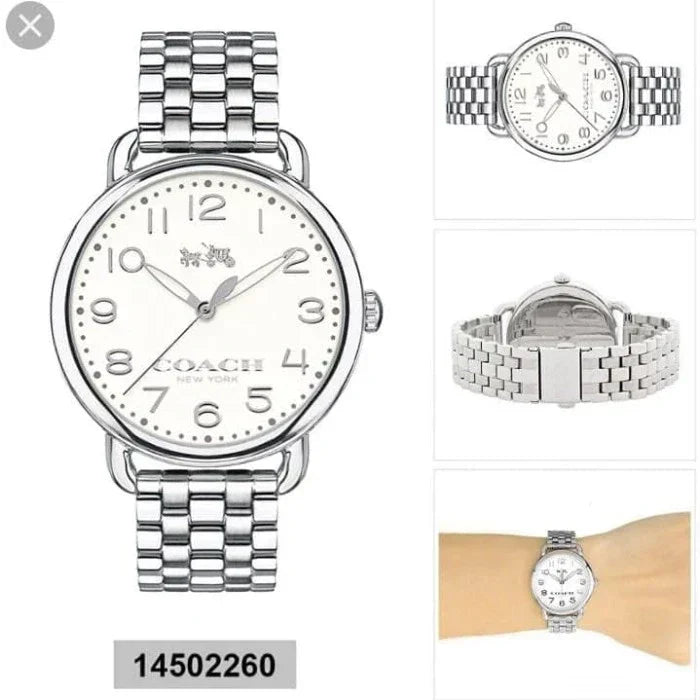 Coach Delancey Classic White Dial Silver Steel Strap Watch for Women - 14502260