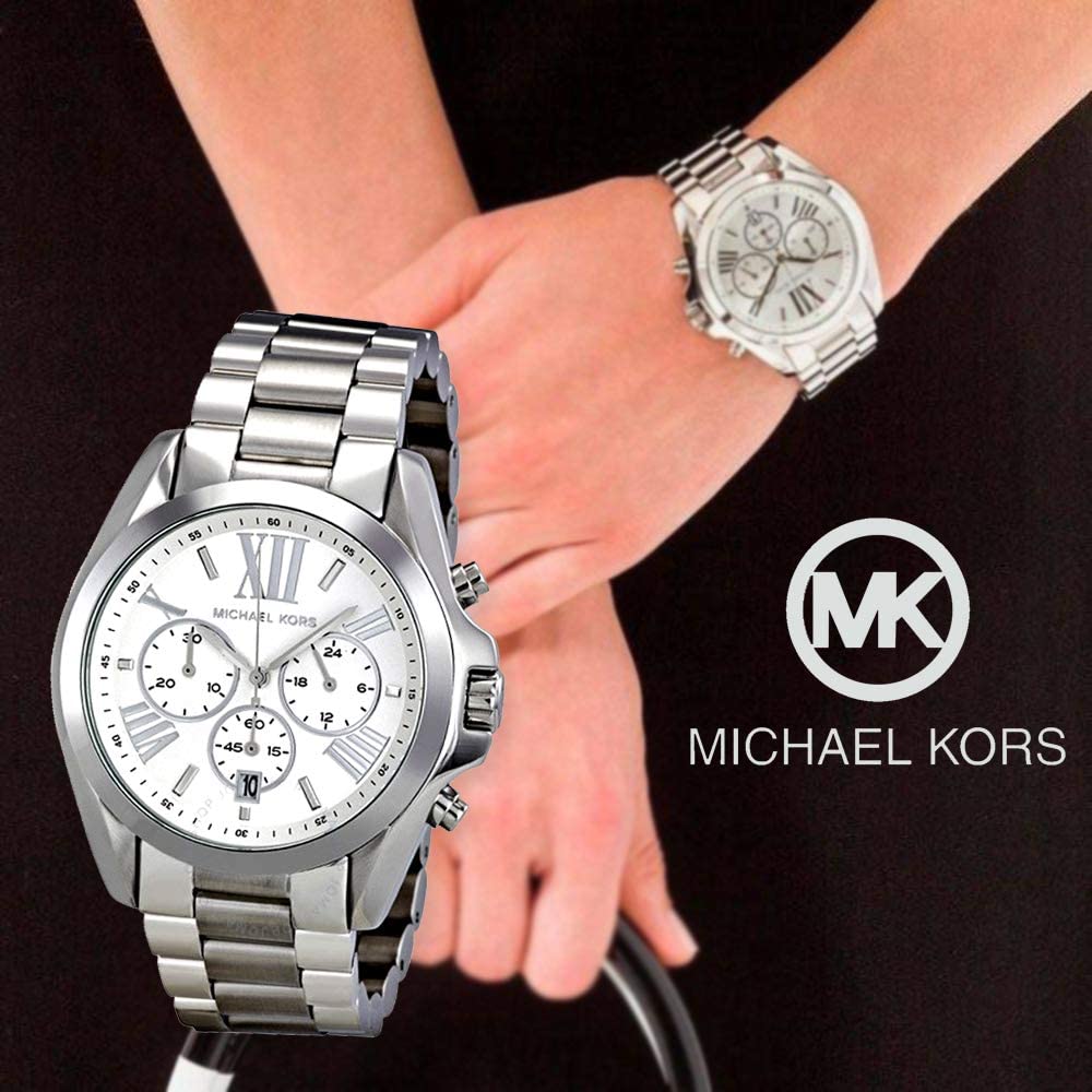 Michael Kors Bradshaw Chronograph Silver Dial Silver Steel Strap Watch for Men - MK5535