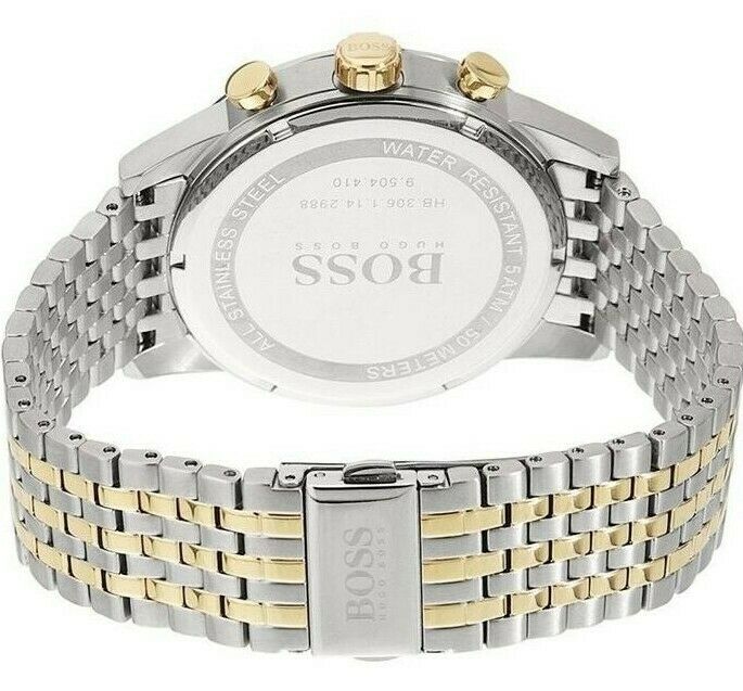 Hugo Boss Navigator Chronograph White Dial Two Tone Steel Strap Watch for Men - 1513499