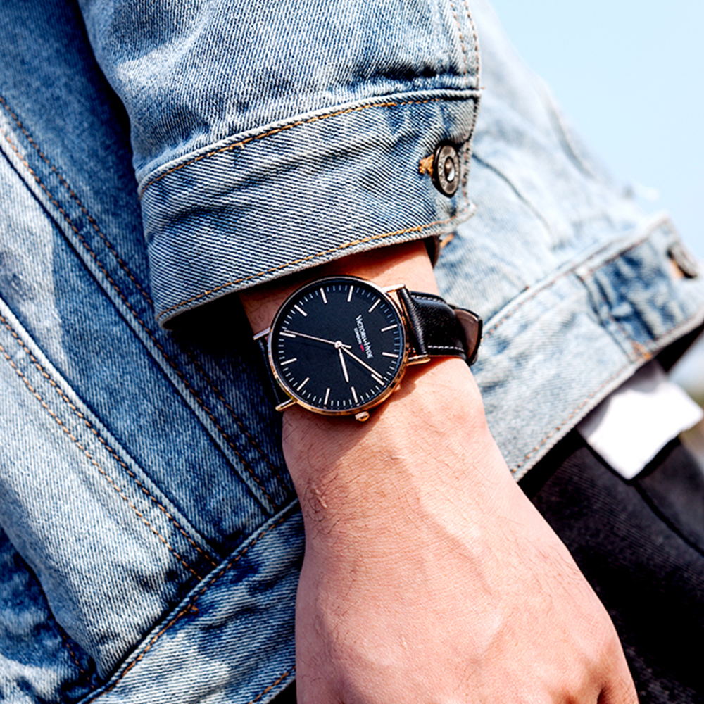 Daniel Wellington Classic Sheffield Black Dial Black Leather Strap Watch For Men - DW00100133