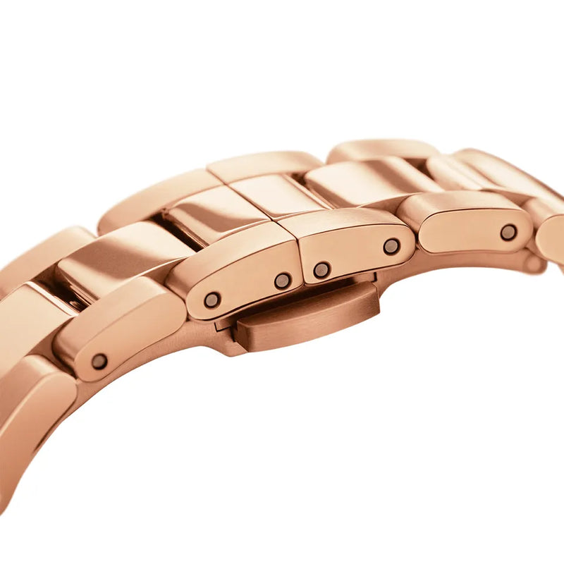 Daniel Wellington Iconic Link Black Dial Rose Gold Steel Strap Watch For Men - DW00100344