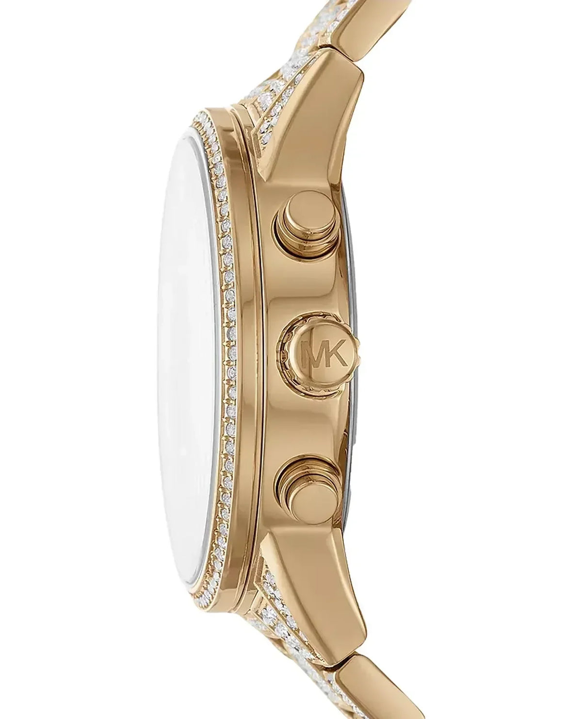 Michael Kors Ritz Three-Hand Glitz Crystals Gold Dial Gold Steel Strap Watch for Women - MK6747