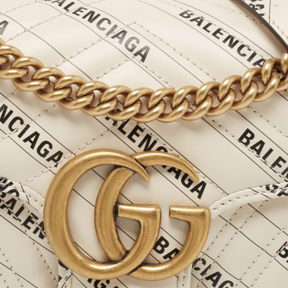 Gucci X Balenciaga GG Marmont Shoulder Bag – White