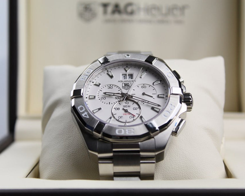 Tag Heuer Aquaracer 43mm White Dial Steel Strap Watch for Men - CAY1111.BA0927