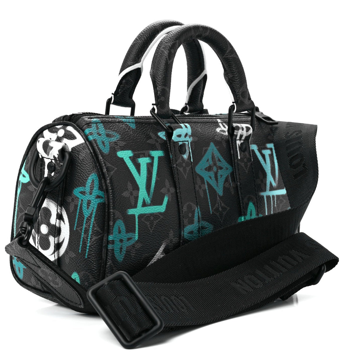 Louis Vuitton Monogram Eclipse Graffiti Keepall Bandoulière 25 Shoulder Bag - Green Lights