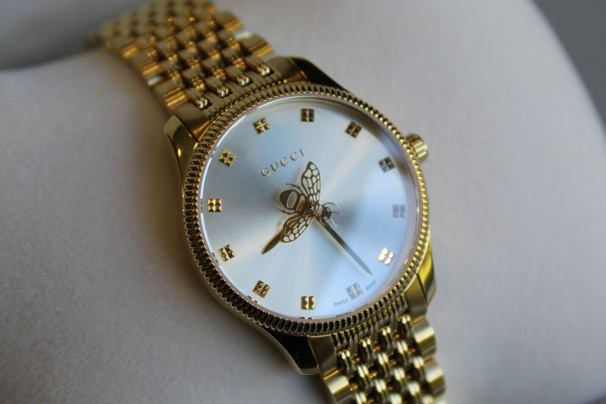 Gucci G Timeless Mother of Pearl Dial Gold Steel Strap Watch For Women - YA1265021