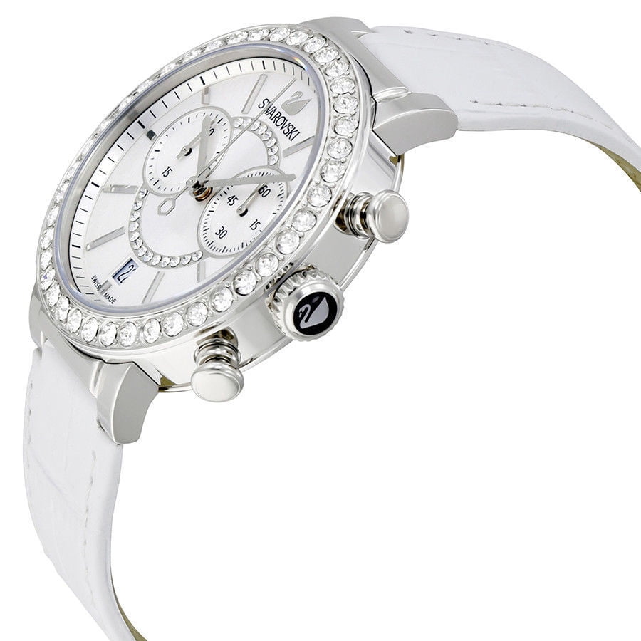 Swarovski Citra Sphere Chronograph White Dial White Leather Strap Watch for Women - 5027127