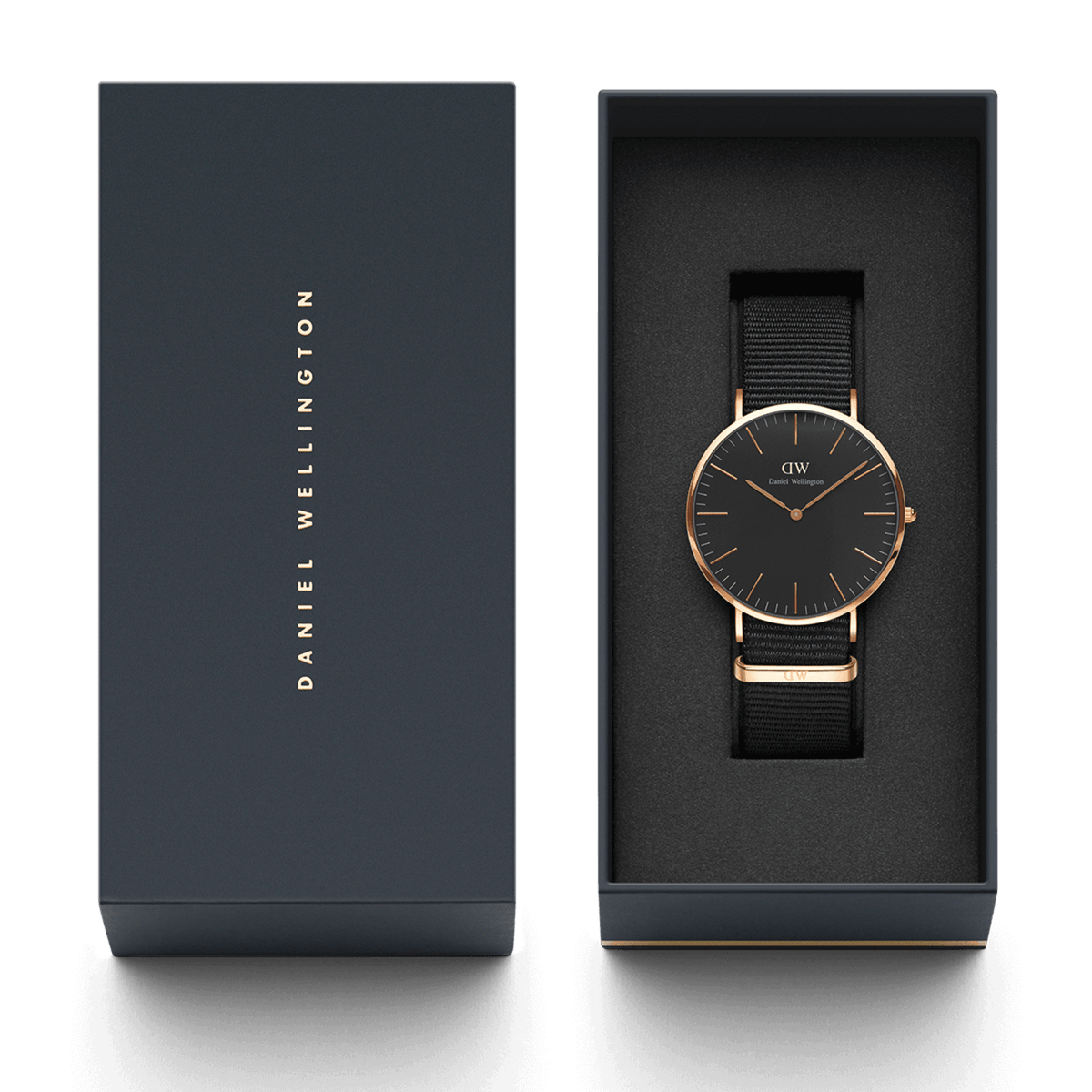 Daniel Wellington Classic Cornwall Black Dial Black NATO Strap Watch For Women - DW00100150