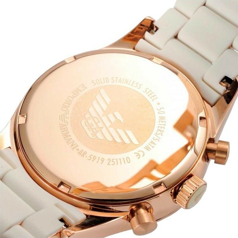 Emporio Armani Sportivo Chronograph White Dial White Rubber Strap Watch For Men - AR5919