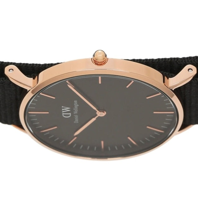 Daniel Wellington Classic Cornwall Black Dial Black NATO Strap Watch For Women - DW00100150