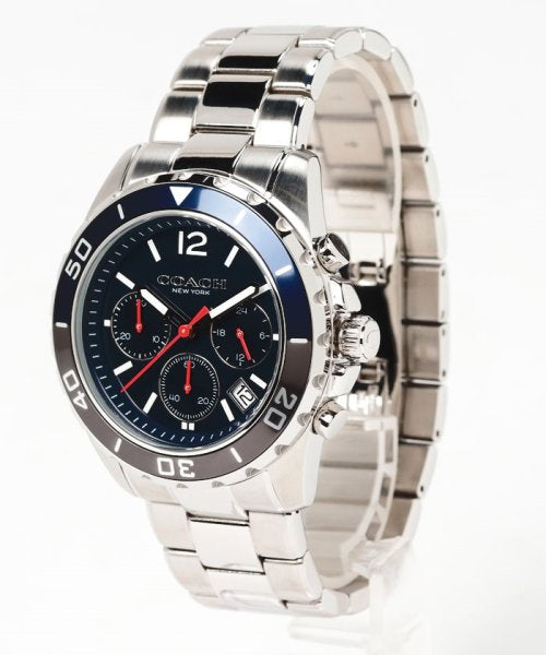 Coach Kent Chronograph Blue Dial Silver Steel Strap Watch for Men - 14602555