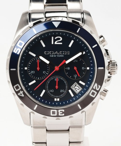 Coach Kent Chronograph Blue Dial Silver Steel Strap Watch for Men - 14602555