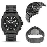 Fossil Machine Chronograph Black Dial Black Steel Strap Watch for Men - FS4927