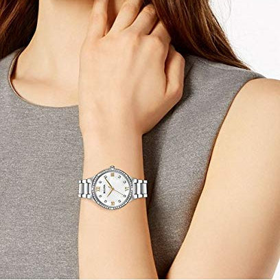 Bulova Crystal Collection Mother of Pearl Dial Silver Steel Strap Watch for Women - 96L263