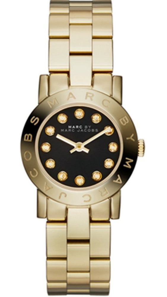Marc Jacobs Amy Black Dial Gold Steel Strap Watch for Women - MBM3336