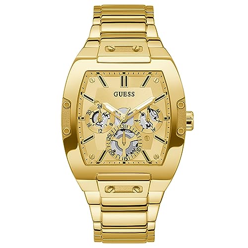 Guess Phoenix Multi Function Gold Dial Gold Steel Strap Watch for Men - GW0456G2
