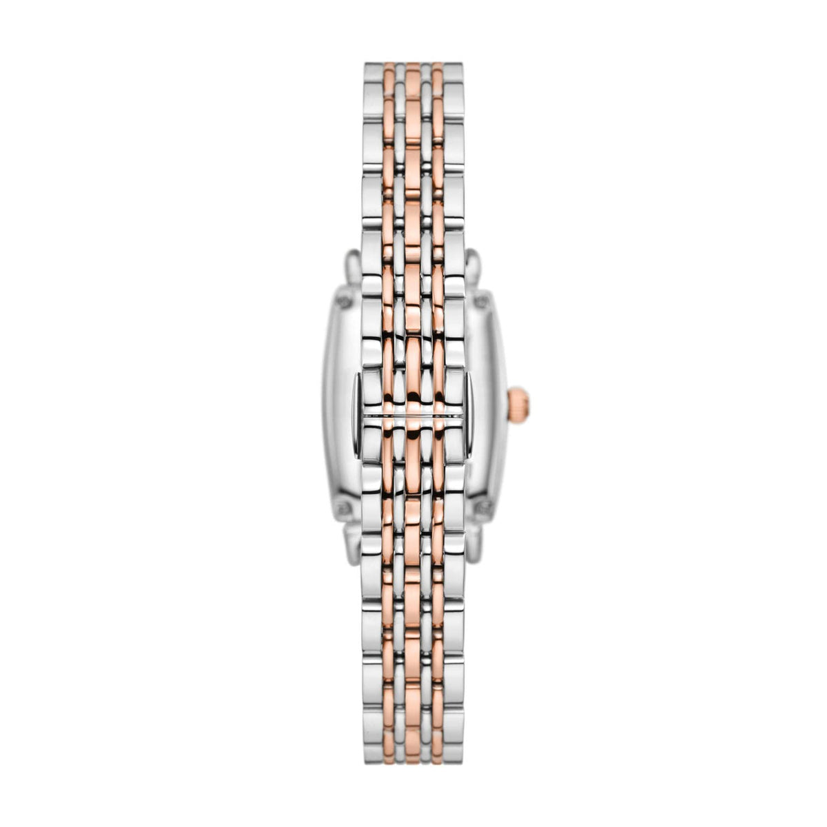 Emporio Armani Gianni T Bar White Mother Of Pearl Dial Two Tone Steel Strap Watch For Women - AR11519