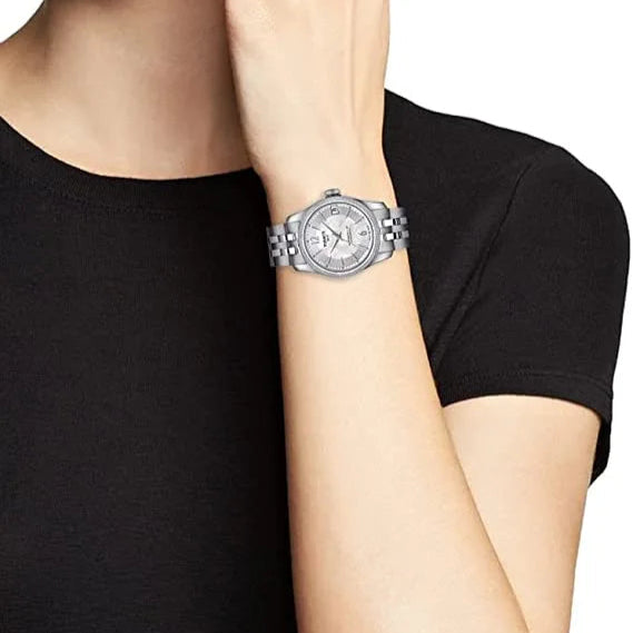 Tissot Ballade Powermatic 80 Automatic Mother of Pearl Dial Silver Steel Strap Watch For Women - T108.208.11.117.00