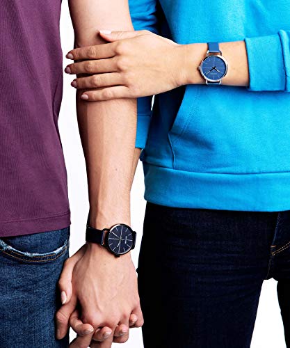 Calvin Klein Even Blue Dial Blue Leather Strap Watch for Men - K7B214VN