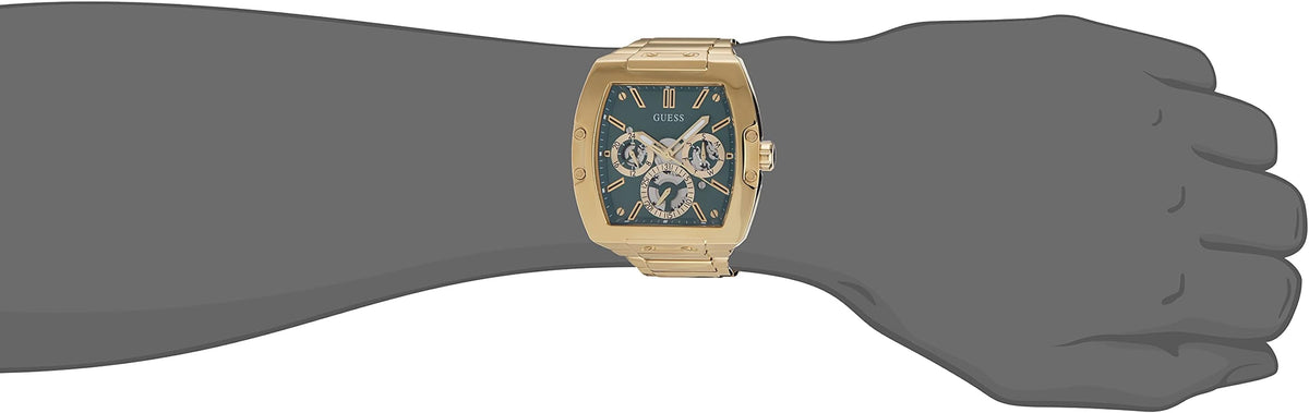 Guess Phoenix Multi Function Green Dial Gold Steel Strap Watch for Men - GW0456G3